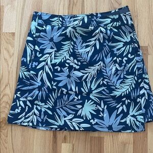 Floral Print A-Line Skirt in Navy and Light Blue